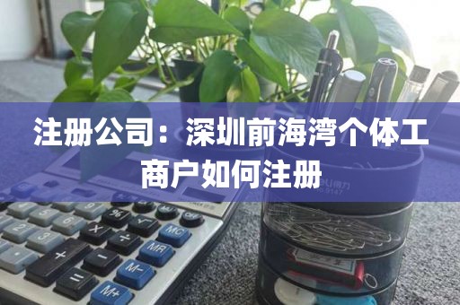 注册公司：深圳前海湾个体工商户如何注册