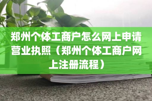 郑州个体工商户怎么网上申请营业执照（郑州个体工商户网上注册流程）