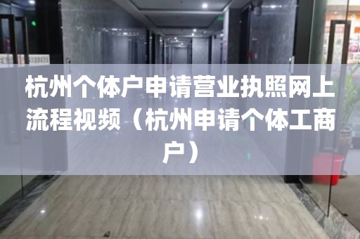 杭州个体户申请营业执照网上流程视频（杭州申请个体工商户）