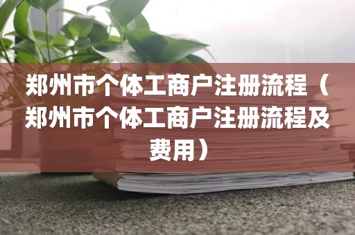 郑州市个体工商户注册流程（郑州市个体工商户注册流程及费用）
